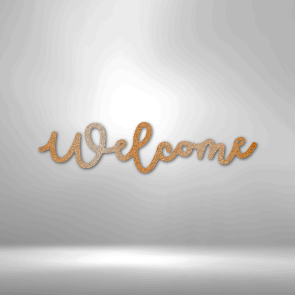 Welcome Script Steel Sign Laser Cut Powder Coated Home & Office Metal Wall Decor
